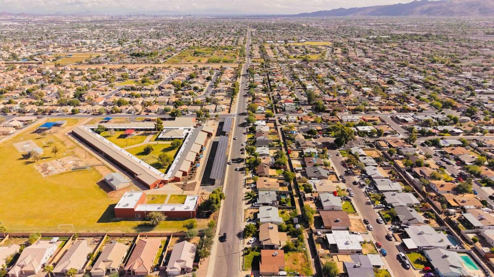 Aerial view of a Tucson neighborhood street grid